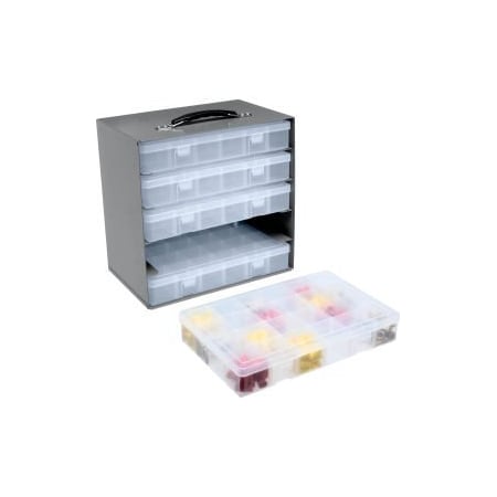 DURHAM MFG Durham Steel Compartment Box Rack 13-1/2 x 9-1/8 x 13-1/4 with 5 of Adjustable Divider Plastic Boxes 493513